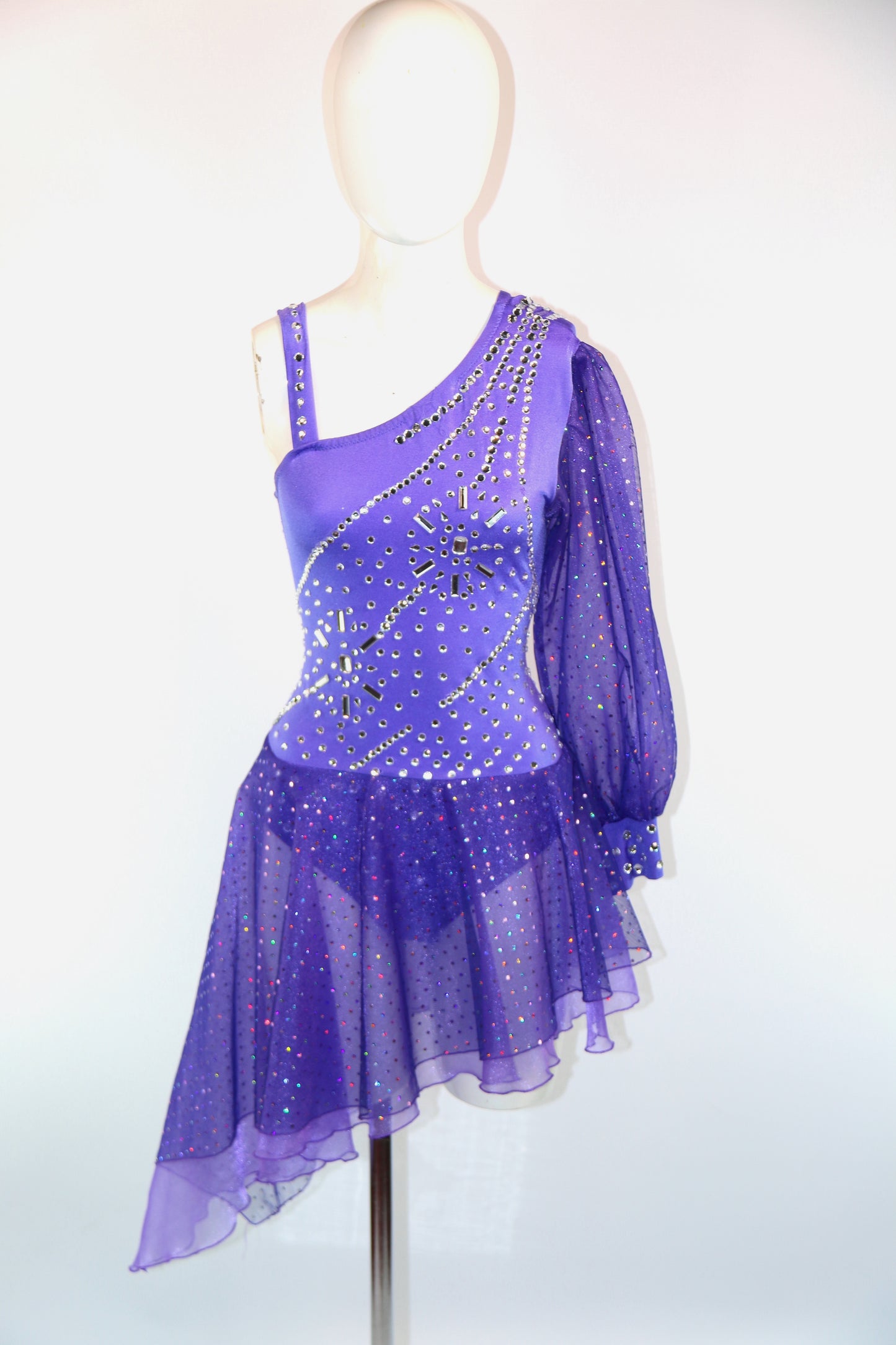 Purple Silver Diamonte One Shoulder Junior Zendaya