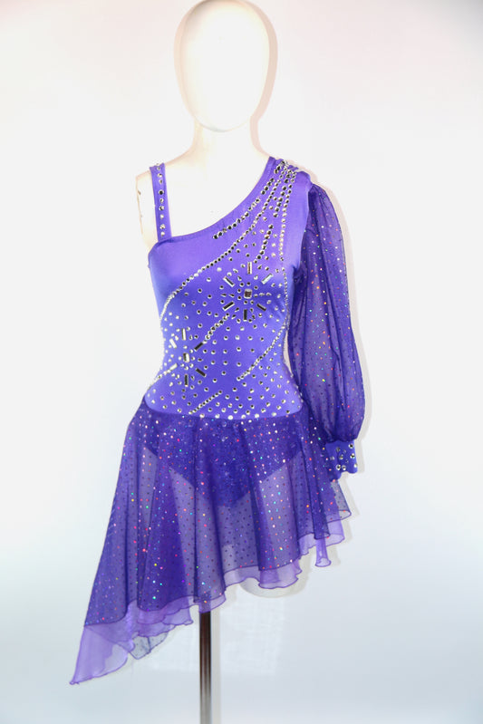 Purple Silver Diamonte One Shoulder Junior Zendaya