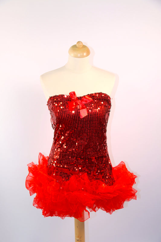 Red Sequin Mini Devil Tutu Dress
