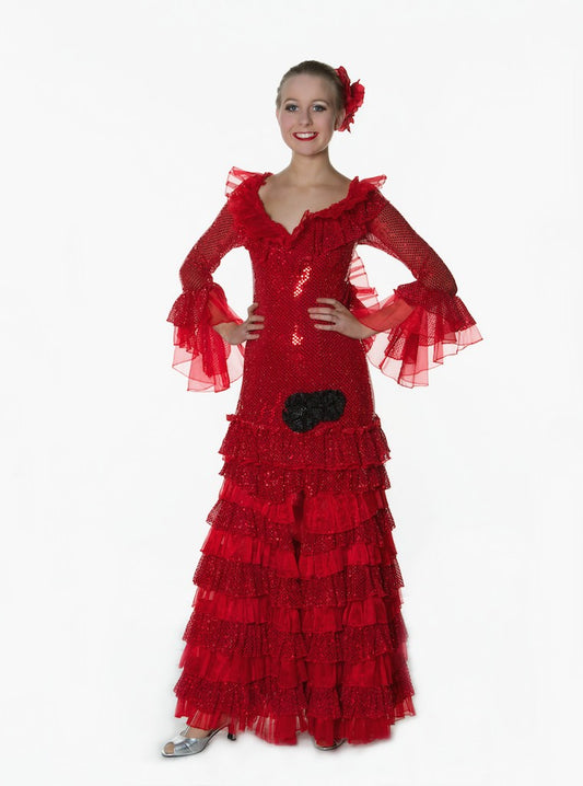 Red Sequin Pasodoble Dress