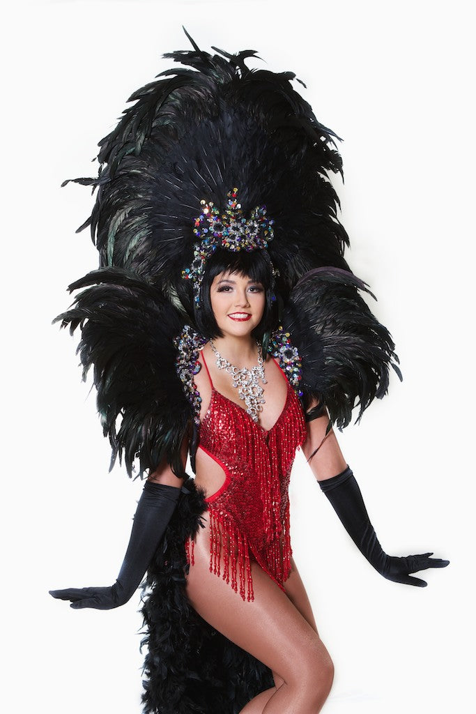 Deluxe Large Black Feather Heapiece And Collar