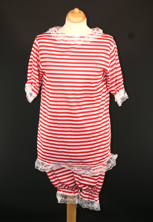 Red White Old Style Swimwear Suit