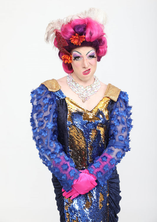 Royal Blue Gold Reversible Sequin Snake Dress