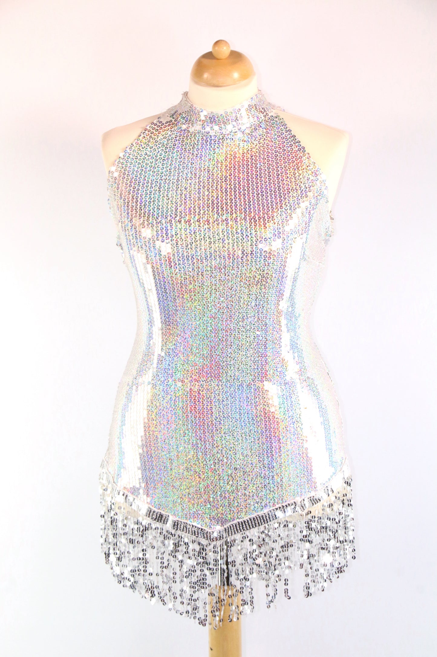 Silver Halter V Sequin Celebration Dress