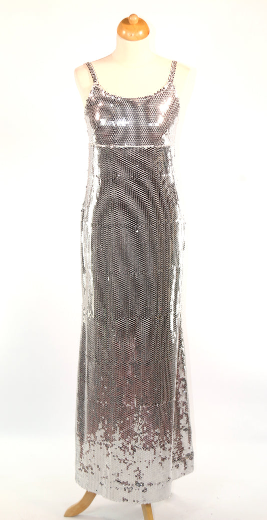 Silver Long Dreamgirl Fishscale Dress