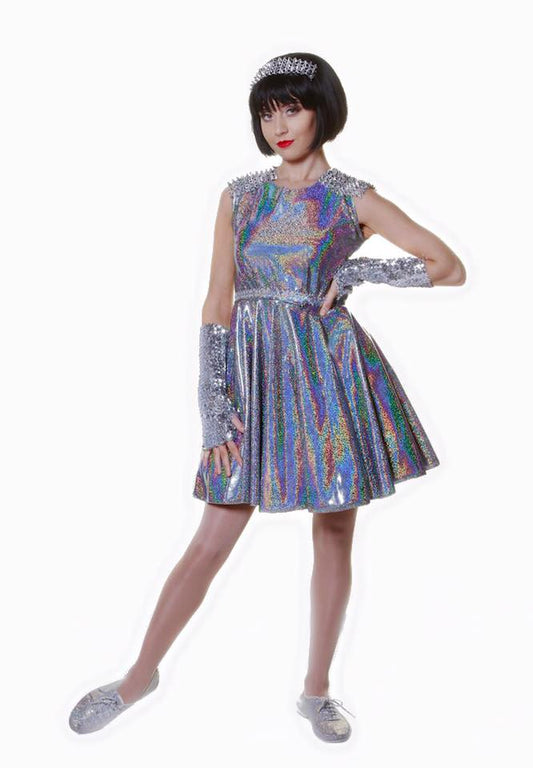 Silver Metalic Skater Dress
