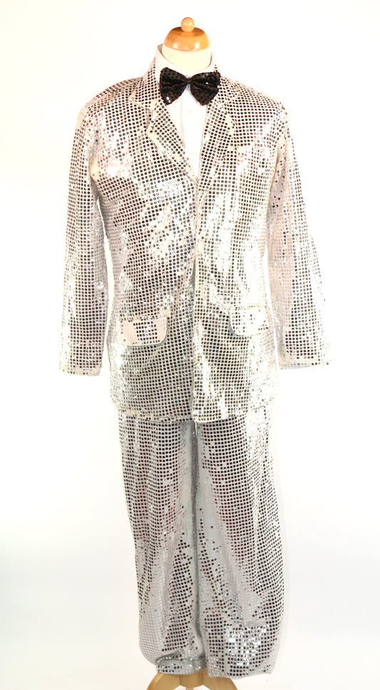 Silver Sequin Suit Jackets And Trousers