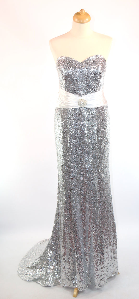 Silver Sequin Walkdown Gown