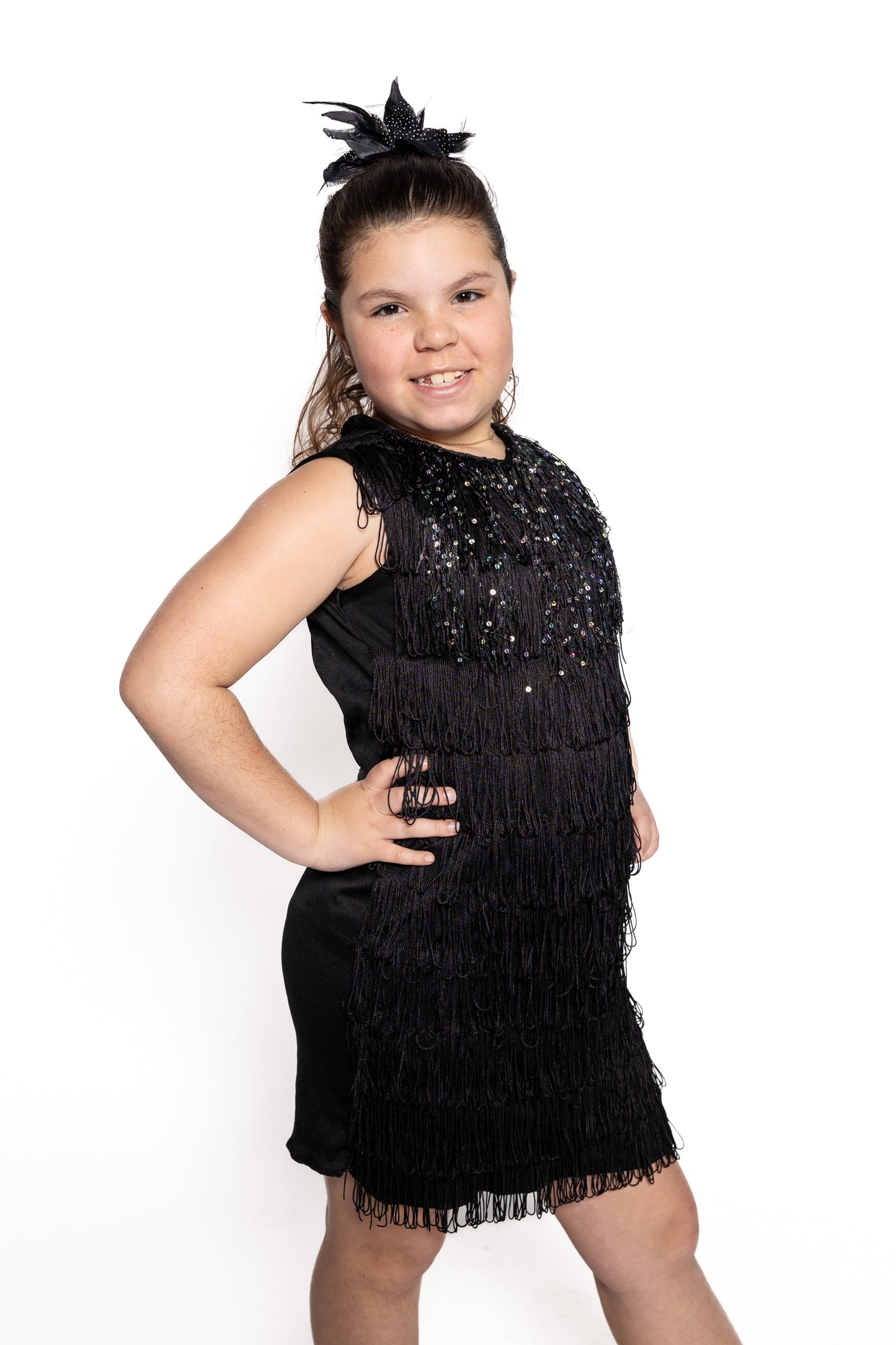 Black Fringe Junior Dress