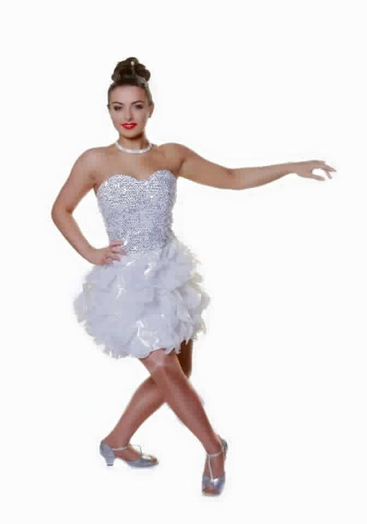 White Silver Puffball Dress