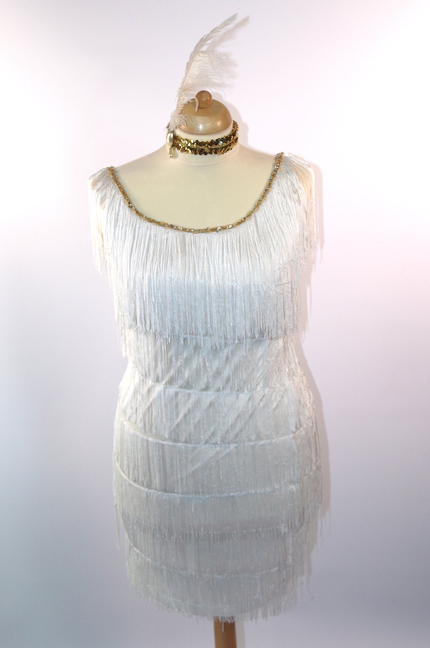 White Flapper Fringe Dress