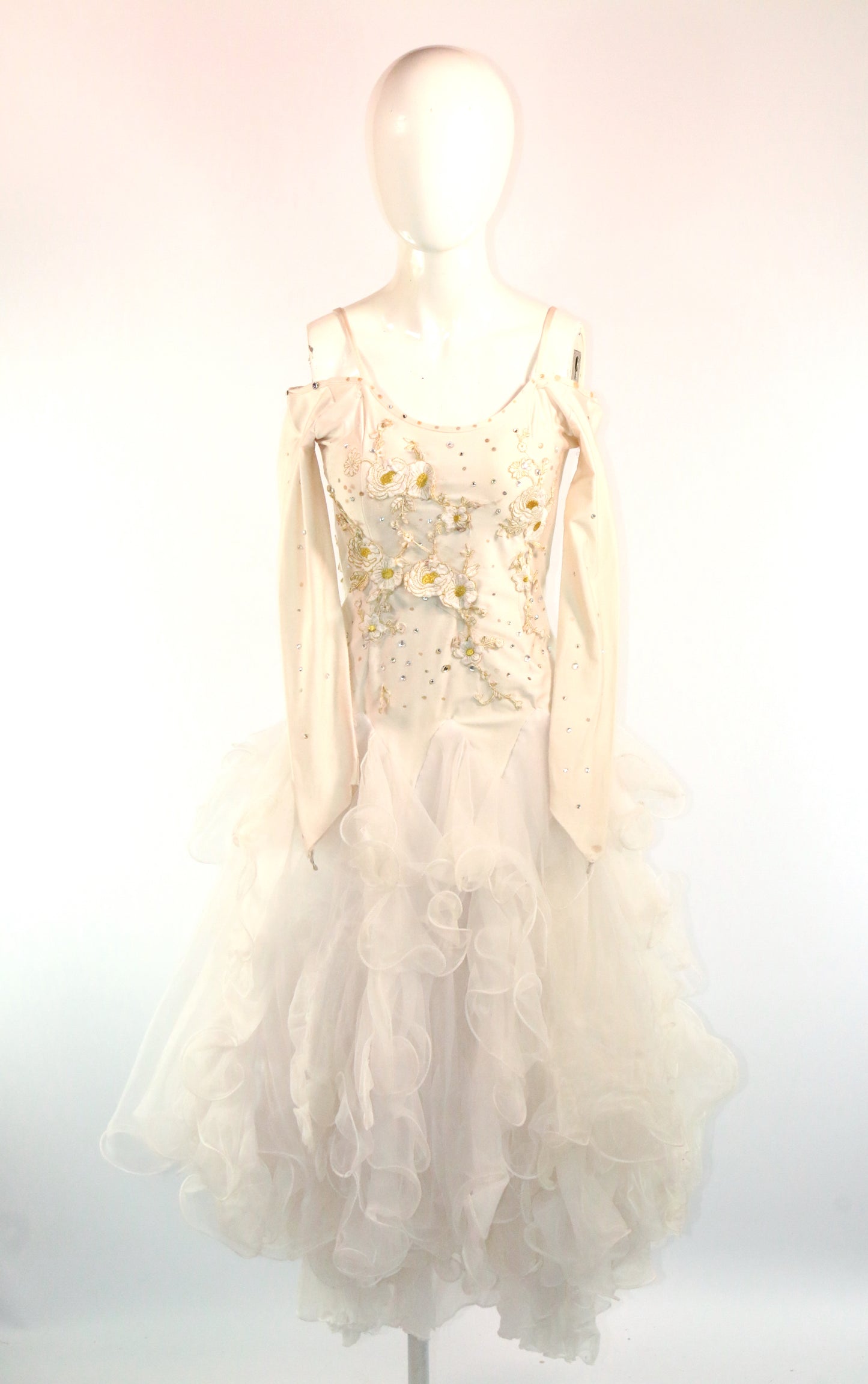 White Foxtrot Long Ballroom Gown
