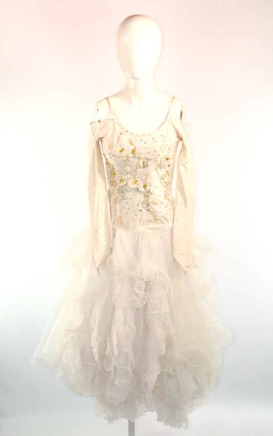 White Foxtrot Long Ballroom Gown