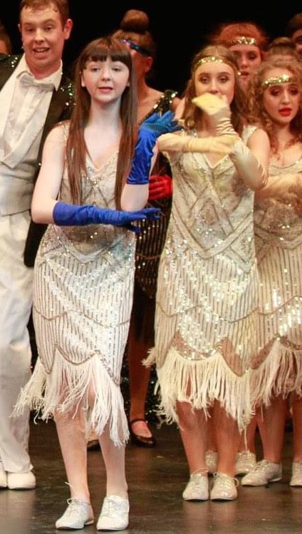White Gold Beaaded Gatsby Dress