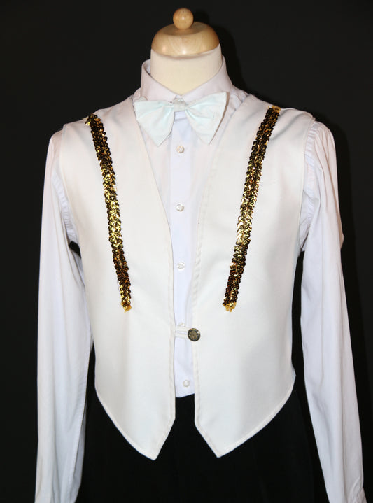 White Gold Sequin Trim Waistcoat