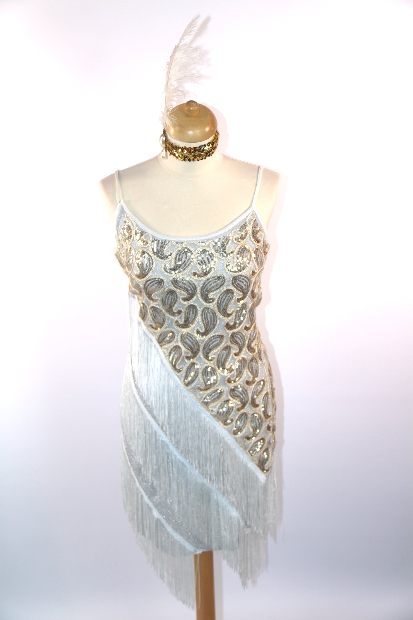 White Leafdrop Flapper Dress