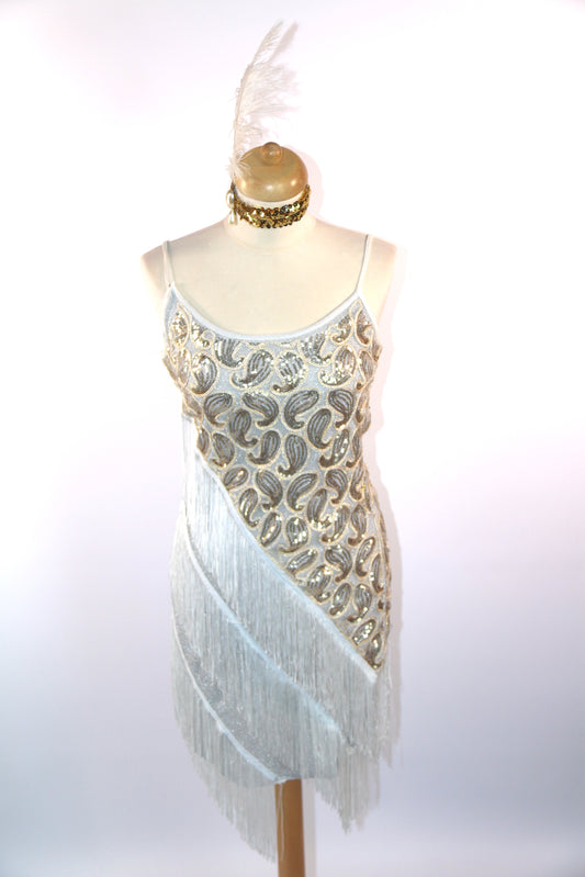 White Leafdrop Flapper Dress