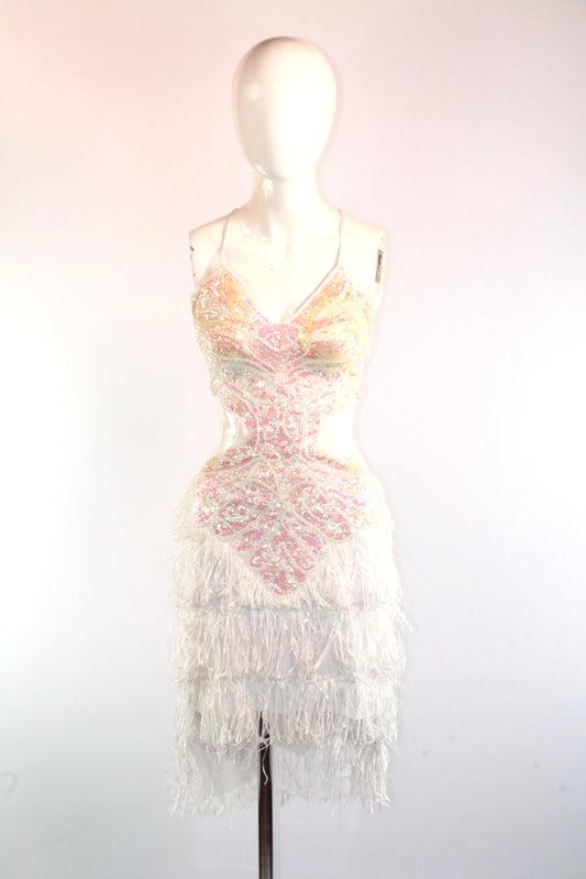 White Pearl Butterfly Samba Dress