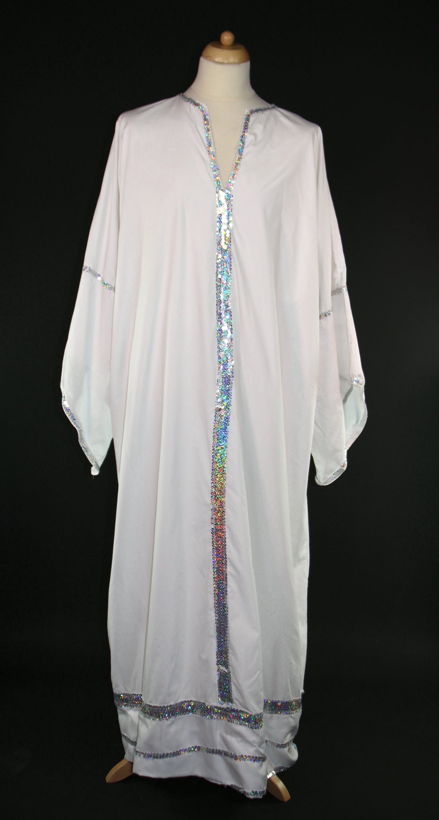 White Robe With Silver Iridescent Trim