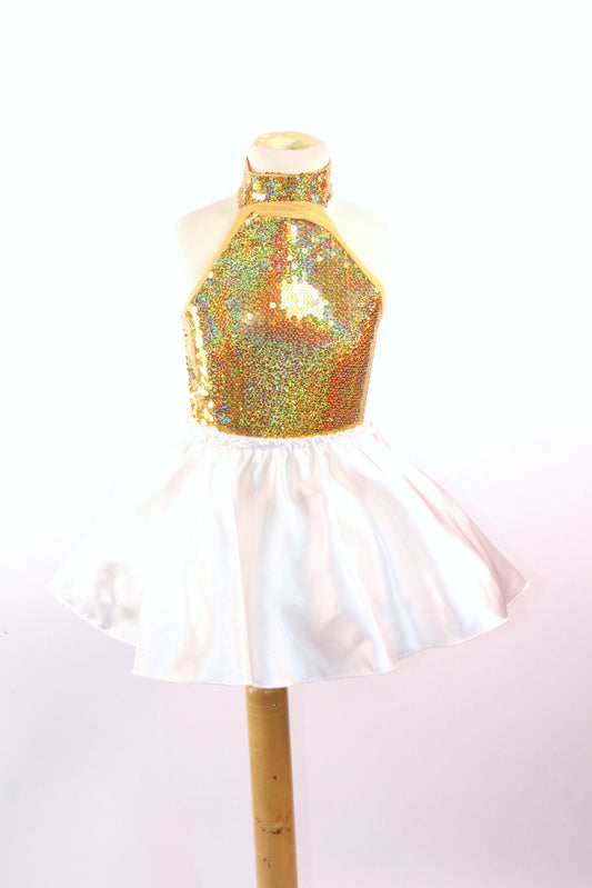 White Satin Circular Skirt With Netting