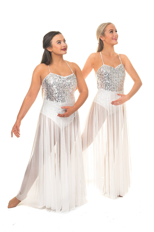 White Long Sparkle Lyrical Dress