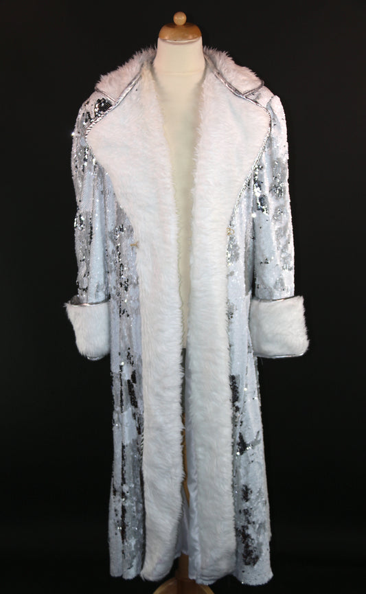 White Silver Reversible Fur Deluxe Coat