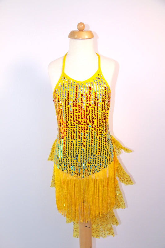 Yellow Latin Carnival Fringe Dress