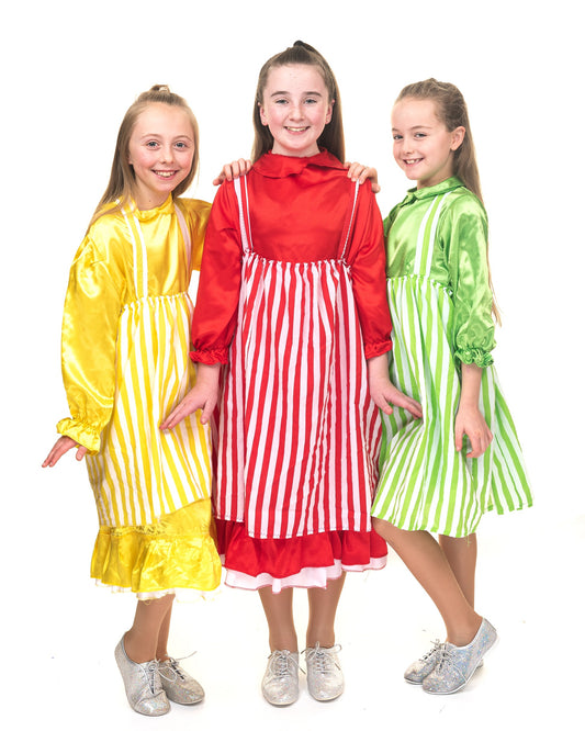 Green Satin Smock With Stripe Apron